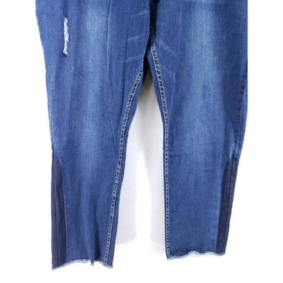 Just My Size Womens Size 4X Denim Jeggings Elastic Waist Stretch Frayed Hem - Picture 2 of 7